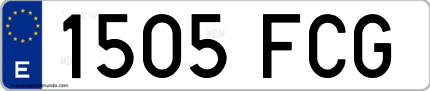 Ejemplo de matrícula de coche ordinaria 1505 FCG