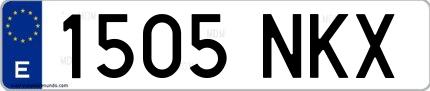 Ejemplo de matrícula española 1505 NKX