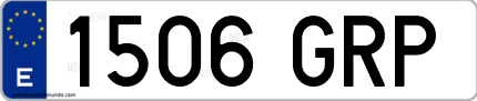 Ejemplo de matrícula de coche ordinaria 1506 GRP