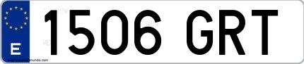 Ejemplo de matrícula española 1506 GRT