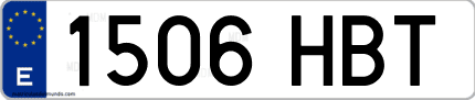 Ejemplo de matrícula de coche ordinaria 1506 HBT