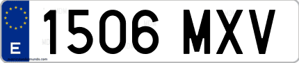 Ejemplo de matrícula de coche ordinaria 1506 MXV