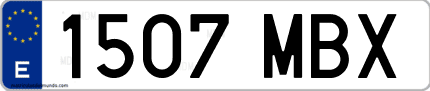 Ejemplo de matrícula de coche ordinaria 1507 MBX