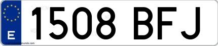 Ejemplo de matrícula española 1508 BFJ