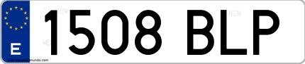 Ejemplo de matrícula española 1508 BLP