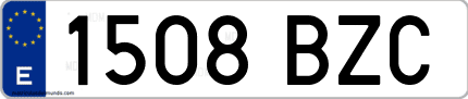 Ejemplo de matrícula de coche ordinaria 1508 BZC