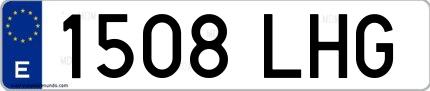 Ejemplo de matrícula española 1508 LHG