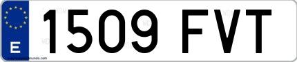 Ejemplo de matrícula española 1509 FVT