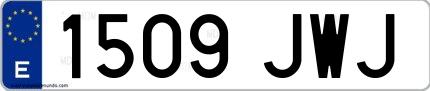 Ejemplo de matrícula española 1509 JWJ