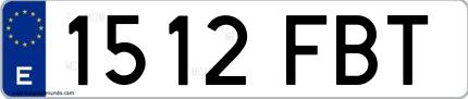 Ejemplo de matrícula española 1512 FBT