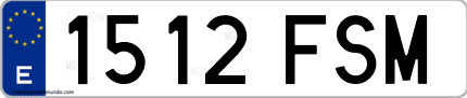 Ejemplo de matrícula de coche ordinaria 1512 FSM