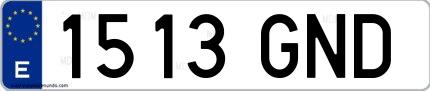 Ejemplo de matrícula española 1513 GND