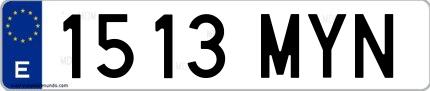 Ejemplo de matrícula española 1513 MYN