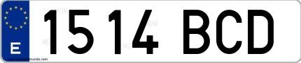 Ejemplo de matrícula española 1514 BCD
