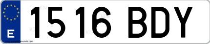 Ejemplo de matrícula de coche ordinaria 1516 BDY