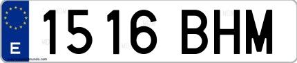 Ejemplo de matrícula española 1516 BHM