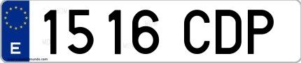 Ejemplo de matrícula de coche ordinaria 1516 CDP