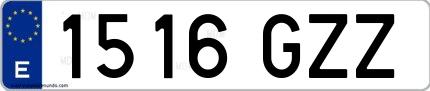 Ejemplo de matrícula española 1516 GZZ