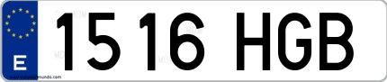 Ejemplo de matrícula española 1516 HGB