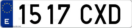 Ejemplo de matrícula de coche ordinaria 1517 CXD