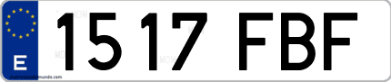Ejemplo de matrícula de coche ordinaria 1517 FBF