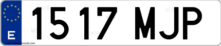 Ejemplo de matrícula de coche ordinaria 1517 MJP