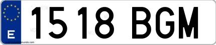 Ejemplo de matrícula española 1518 BGM