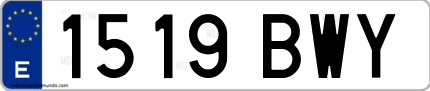 Ejemplo de matrícula de coche ordinaria 1519 BWY
