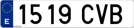 Ejemplo de matrícula española 1519 CVB