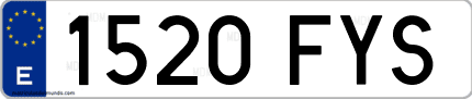 Ejemplo de matrícula de coche ordinaria 1520 FYS