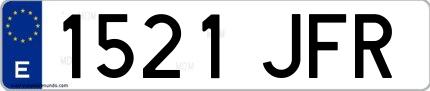 Ejemplo de matrícula española 1521 JFR