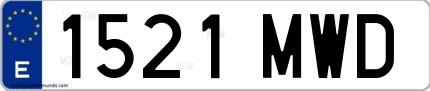 Ejemplo de matrícula española 1521 MWD