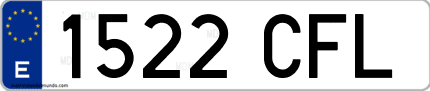 Ejemplo de matrícula de coche ordinaria 1522 CFL