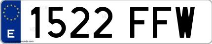 Ejemplo de matrícula española 1522 FFW