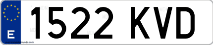 Ejemplo de matrícula de coche ordinaria 1522 KVD
