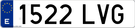 Ejemplo de matrícula de coche ordinaria 1522 LVG