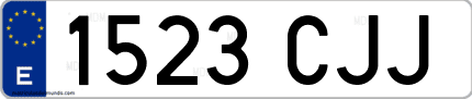 Ejemplo de matrícula de coche ordinaria 1523 CJJ