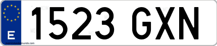 Ejemplo de matrícula de coche ordinaria 1523 GXN