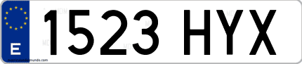 Ejemplo de matrícula de coche ordinaria 1523 HYX