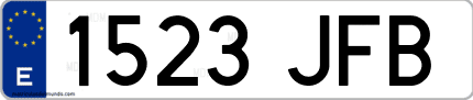 Ejemplo de matrícula de coche ordinaria 1523 JFB