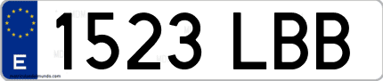 Ejemplo de matrícula de coche ordinaria 1523 LBB