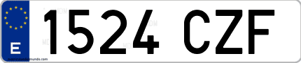 Ejemplo de matrícula de coche ordinaria 1524 CZF