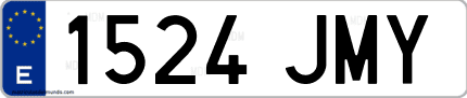 Ejemplo de matrícula de coche ordinaria 1524 JMY
