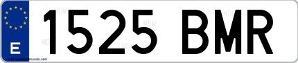 Ejemplo de matrícula española 1525 BMR