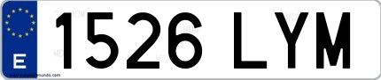 Ejemplo de matrícula española 1526 LYM