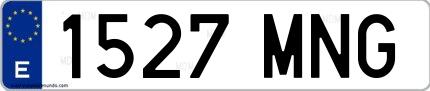 Ejemplo de matrícula española 1527 MNG