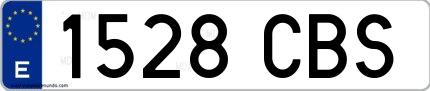 Ejemplo de matrícula de coche ordinaria 1528 CBS