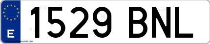 Ejemplo de matrícula española 1529 BNL