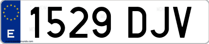 Ejemplo de matrícula de coche ordinaria 1529 DJV