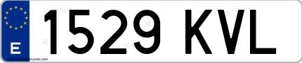 Ejemplo de matrícula española 1529 KVL